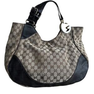 Authentic Gucci GG Monogram Dark Brown and Beige Charlotte Tote Bag